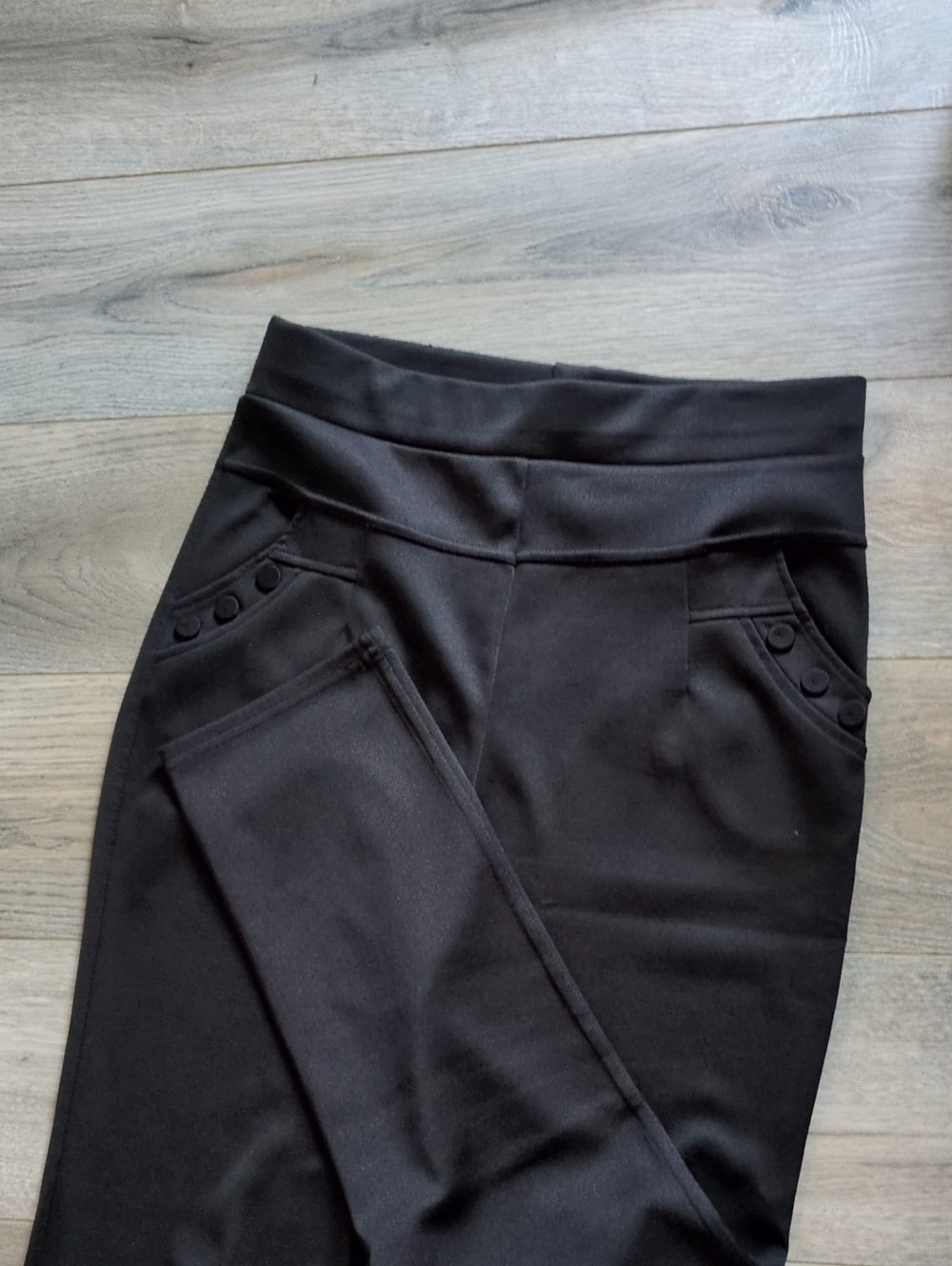Black Ponte Knit Pull-On Pants